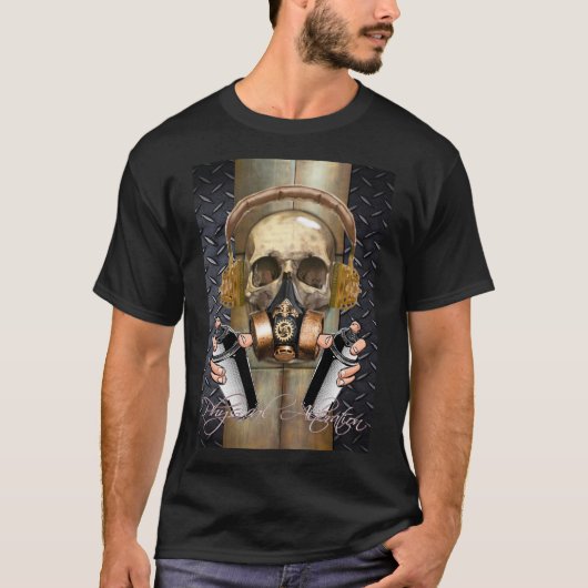 T-Shirt steampunk, graffitischedel (Voorkant)