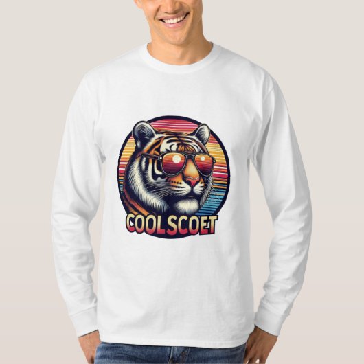 T-shirt Stylé-Tigre-Look Retro met Brillen (Voorkant)