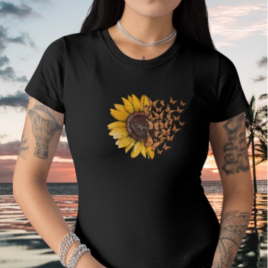 T-shirt Sunflower met Butterfly - Zonnebloem en Pa