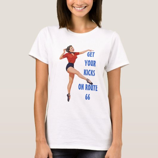 T-SHIRT T-SHIRT MET TERUGKEREN KIJKEN OP ROUTE 66 (Voorkant)