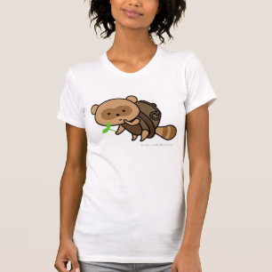 T-shirt - TeaKettle Tanuki met bladeren