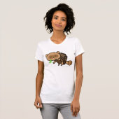 T-shirt - TeaKettle Tanuki met bladeren (Voorkant volledig)