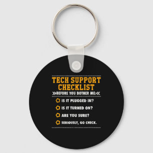 T-shirt Tech Ondersteuningschecklist Computerfanaa Sleutelhanger