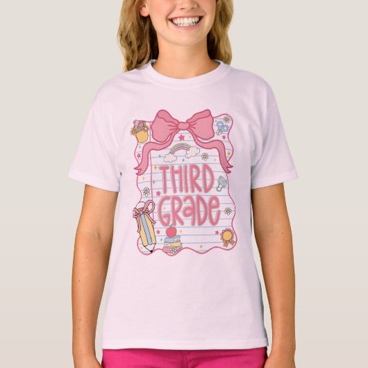 T-shirt terug naar school, derde klas T-shirt (Voorkant)