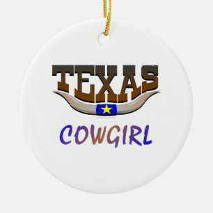 T-SHIRT Texas Cowgirl Keramisch Ornament