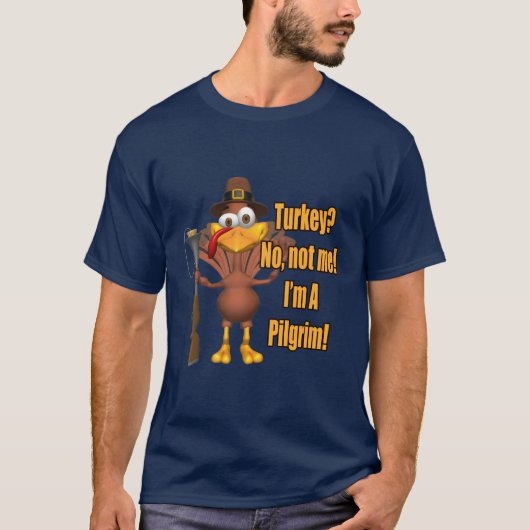 T-Shirt - Thanksgiving Turkije Pilgrim (Voorkant)