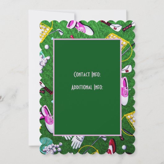 T-shirt Time Girly Golf Green Tournament Kaart (Achterkant)