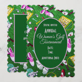 T-shirt Time Girly Golf Green Tournament Kaart (Voorkant / Achterkant)