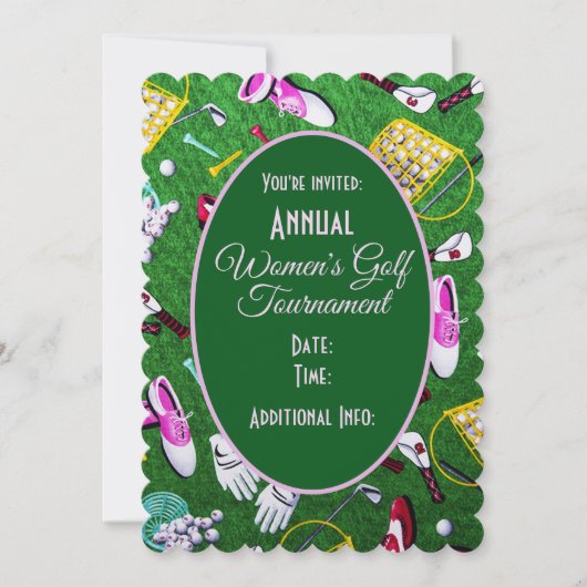 T-shirt Time Girly Golf Green Tournament Kaart (Voorkant)
