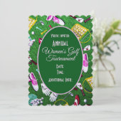 T-shirt Time Girly Golf Green Tournament Kaart (Staand voorkant)