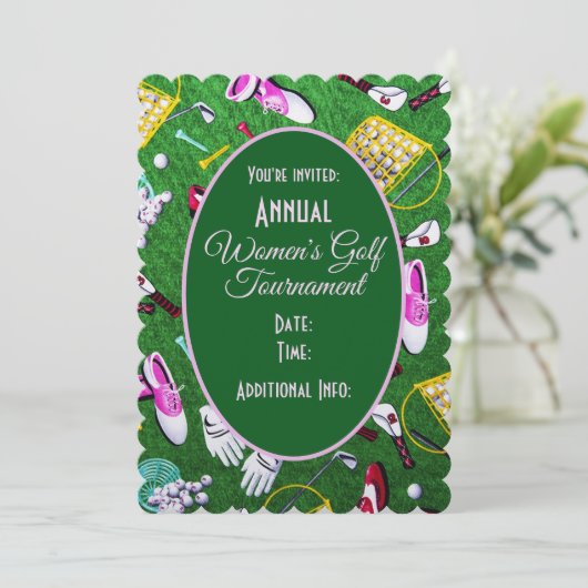 T-shirt Time Girly Golf Green Tournament Kaart (Staand voorkant)