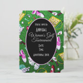 T-shirt Time Girly Golf Tournament Black Kaart (Staand voorkant)