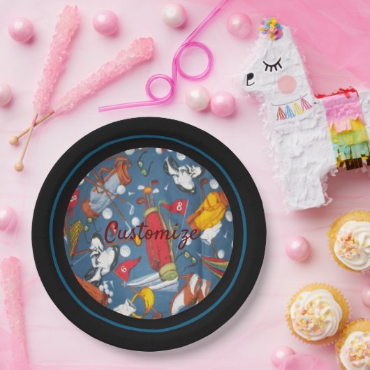 T-shirt Time Golf Pattern 2 Papieren Bordje (Feest)