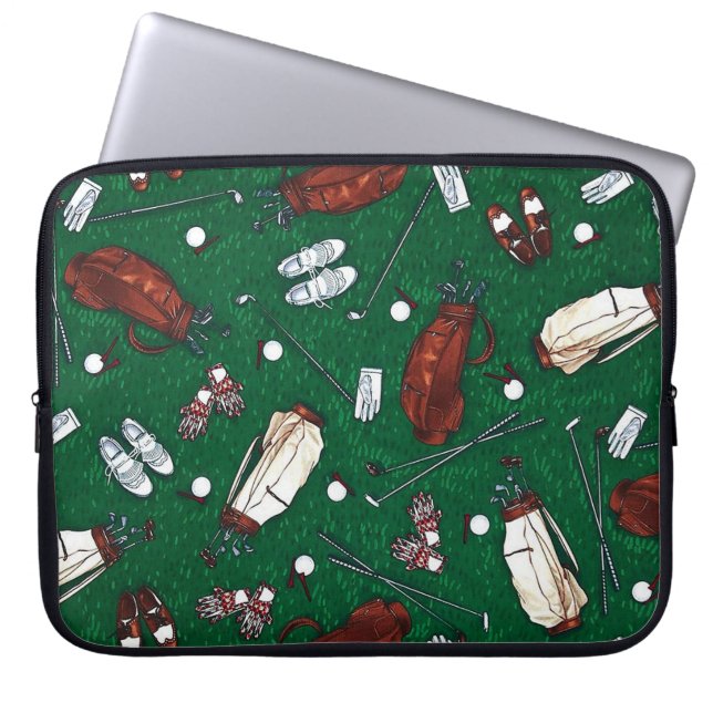 T-shirt Time Golf Pattern-laptophoes Laptop Sleeve (Voorkant)