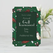 T-shirt Time Golf Tournament Green Invitation Kaart (Staand voorkant)