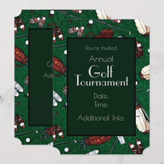 T-shirt Time Golf Tournament Green Invitation Kaart (Voorkant / Achterkant)