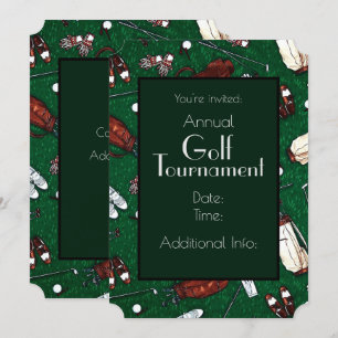 T-shirt Time Golf Tournament Green Invitation Kaart