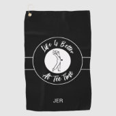 T-shirt Time Golfer Humor Sport Monogram Black Whi Golfhanddoek (Voorkant)