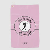 T-shirt Time Golfer Humor Sport Monogram roze zwar Golfhanddoek (Voorkant)