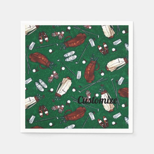T-shirt Time Green Golf Pattern Napkins Servet (Voorkant)