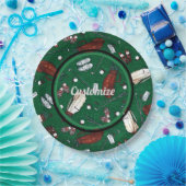 T-shirt Time Green Golf Pattern Papieren Bordje (Feest)