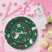 T-shirt Time Green Golf Pattern Papieren Bordje (Feest)