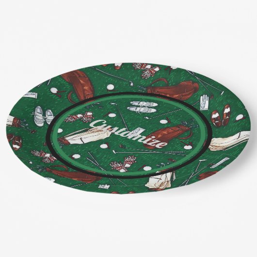 T-shirt Time Green Golf Pattern Papieren Bordje (Gekanteld)