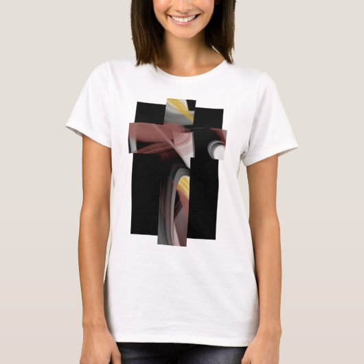 T-Shirt Trend Abstract Zwart Wit Poederig (Voorkant)