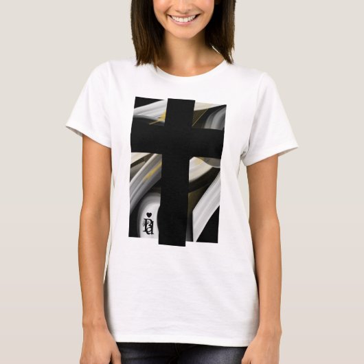 T-Shirt Trend Abstracte Kunst Zwart Wit Goud (Voorkant)