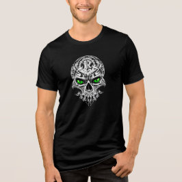 T-shirt Tribal Green Eyes Skull - Donkere Streetwe