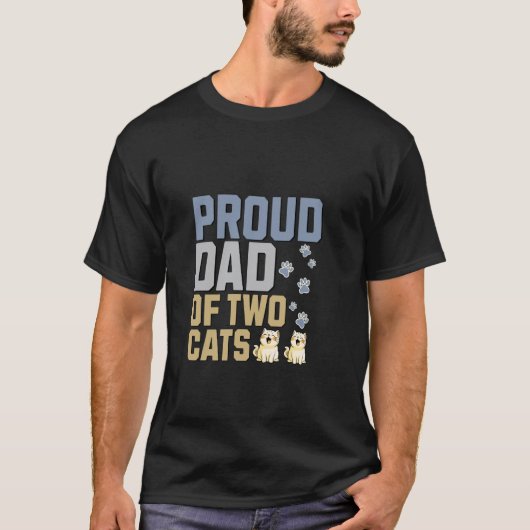 T-shirt 'Trotse papa van twee katten' (Voorkant)