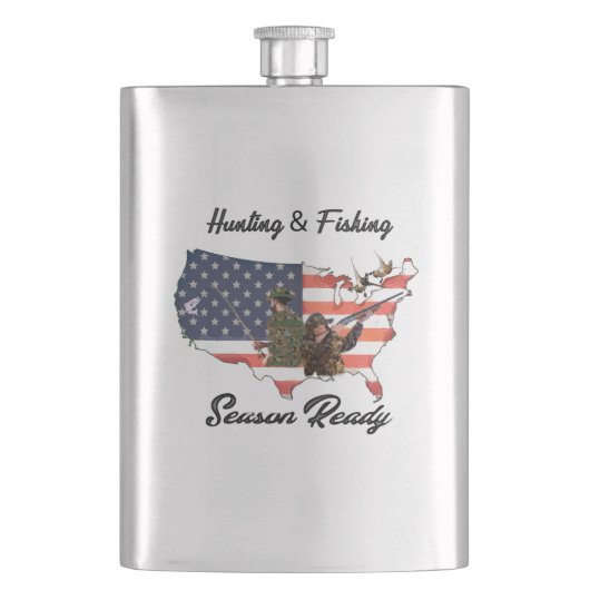 T-Shirt Trucker Hat Button Tape jagen en Vist Flacon (Voorkant)