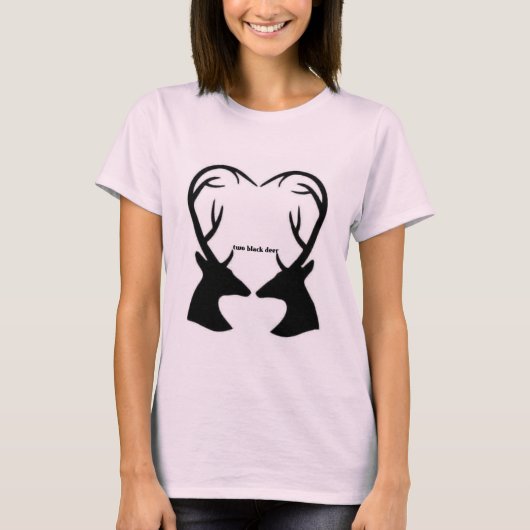 T-SHIRT TWEE ZWARTE HERTEN (Voorkant)