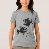 T-shirt Two scary fish, tattoo style, personalized (Voorkant)