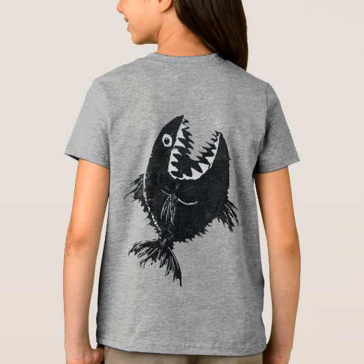 T-shirt Two scary fish, tattoo style, personalized (Achterkant)