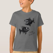 T-shirt Two scary fish, tattoo style, personalized (Voorkant)