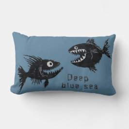 T-shirt Two scary fish, tattoo style, personalized Kussen