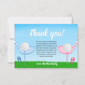 T-shirt Up Blue of Pink Golf Gender onthulling Bab Bedankkaart (Voorkant)