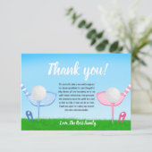 T-shirt Up Blue of Pink Golf Gender onthulling Bab Bedankkaart (Staand voorkant)