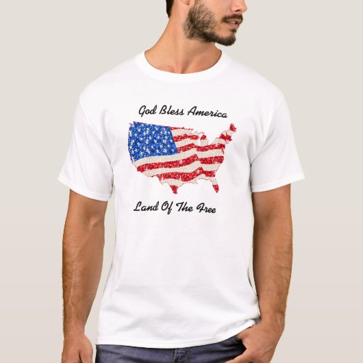 T-Shirt USA Flag God Bless America (Voorkant)