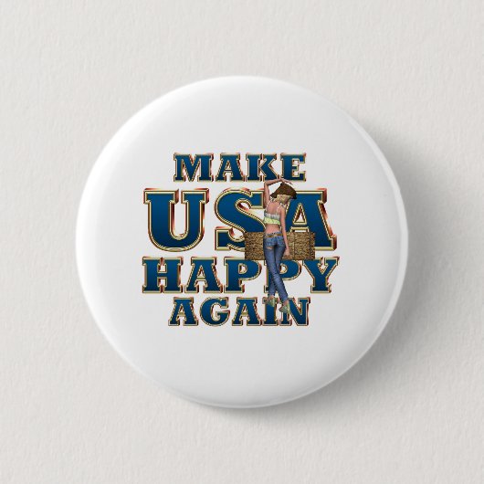 T-SHIRT USA Gelukkige Buttonnen Ronde Button 5,7 Cm (Voorkant)