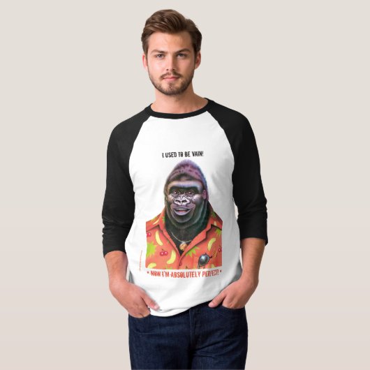 T shirt Vain Gorilla ontwerp. (Voorkant volledig)