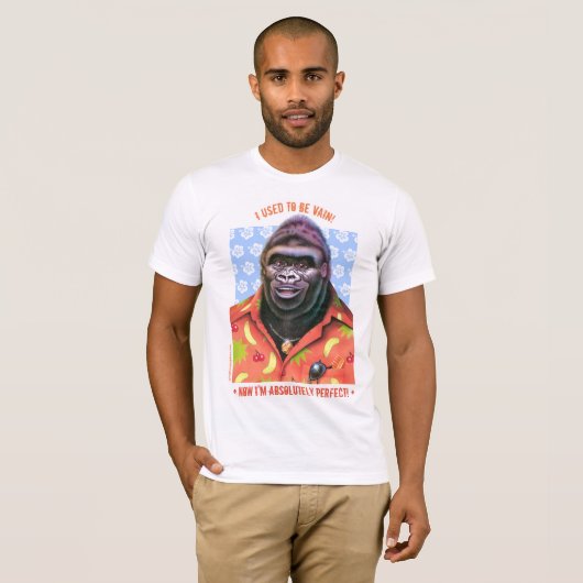 T shirt Vain Gorilla ontwerp. (Voorkant volledig)