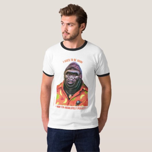 T shirt Vain Gorilla ontwerp. (Voorkant volledig)