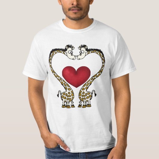 T Shirt-Valentijns Giraffe-Mannen, jongen, dame, m T-shirt (Voorkant)