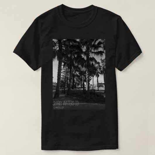 T-shirt van Clearwater Palm Trees B&W Afbeelding (Design voorkant)