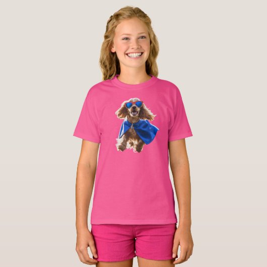 T-shirt van Cocker Spaniel Superhero Kind (Voorkant volledig)