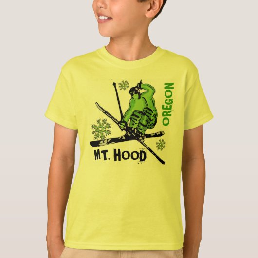 T-shirt van de groene skiejongens op de berg Hood  (Voorkant)
