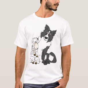 T-shirt van de rand van collie en schapen