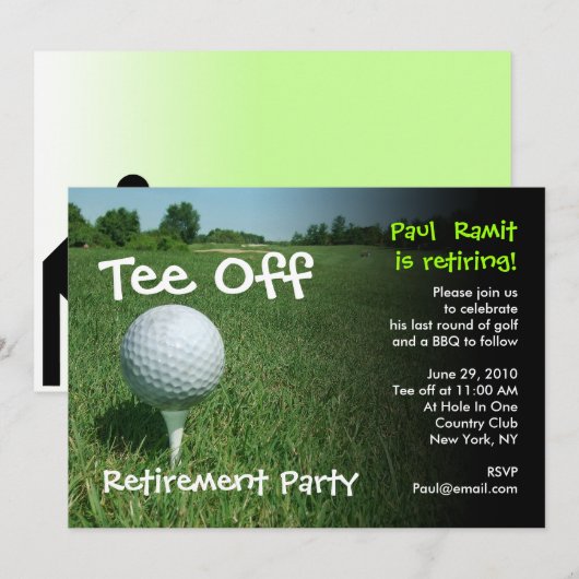 T-shirt van de Uitnodiging van de Golfpartij (Voorkant / Achterkant)